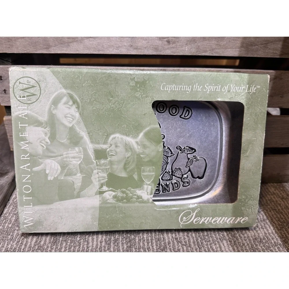 Wilton Armetale Good Food Good Friends Small Silver Serving Tray‎ Fruit Design